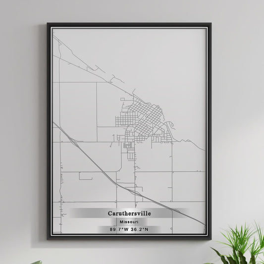 ROAD MAP OF CARUTHERSVILLE, MISSOURI BY MAPBAKES
