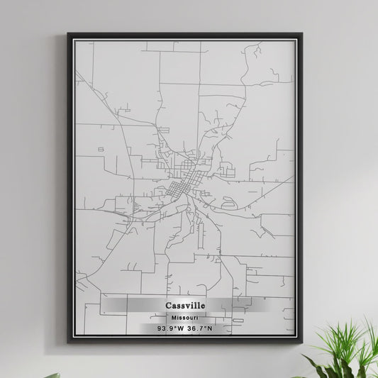 ROAD MAP OF CASSVILLE, MISSOURI BY MAPBAKES
