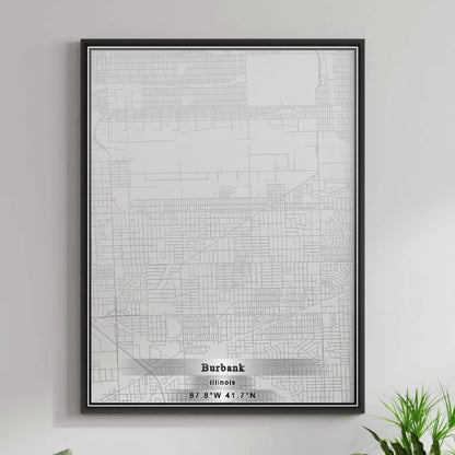 ROAD MAP OF BURBANK, ILLINOIS BY MAPBAKES