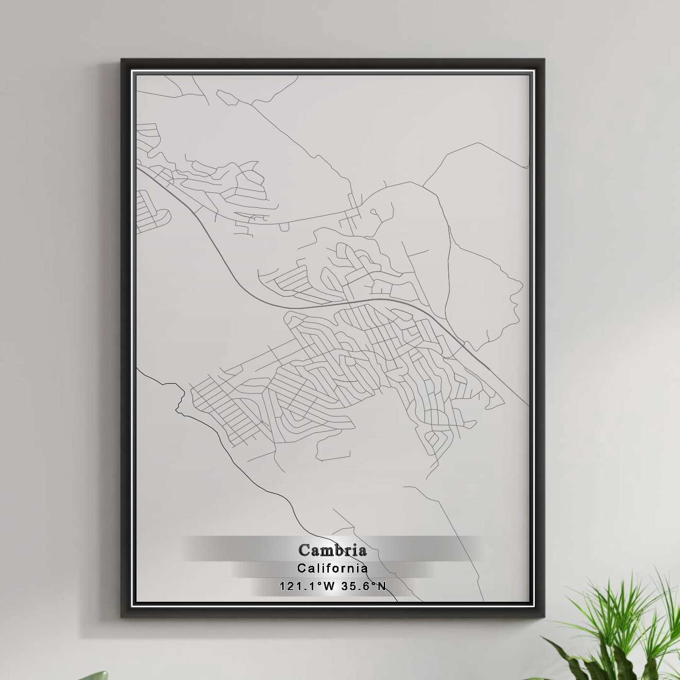 ROAD MAP OF CAMBRIA, CALIFORNIA BY MAPBAKES