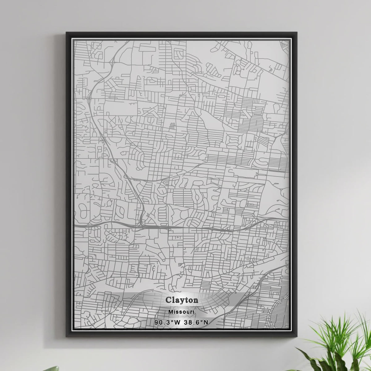 ROAD MAP OF CLAYTON, MISSOURI BY MAPBAKES