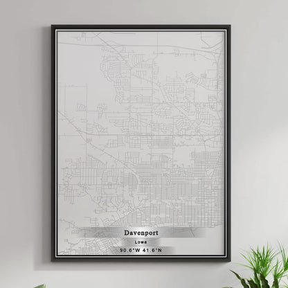 ROAD MAP OF DAVENPORT, LOWA BY MAPBAKES