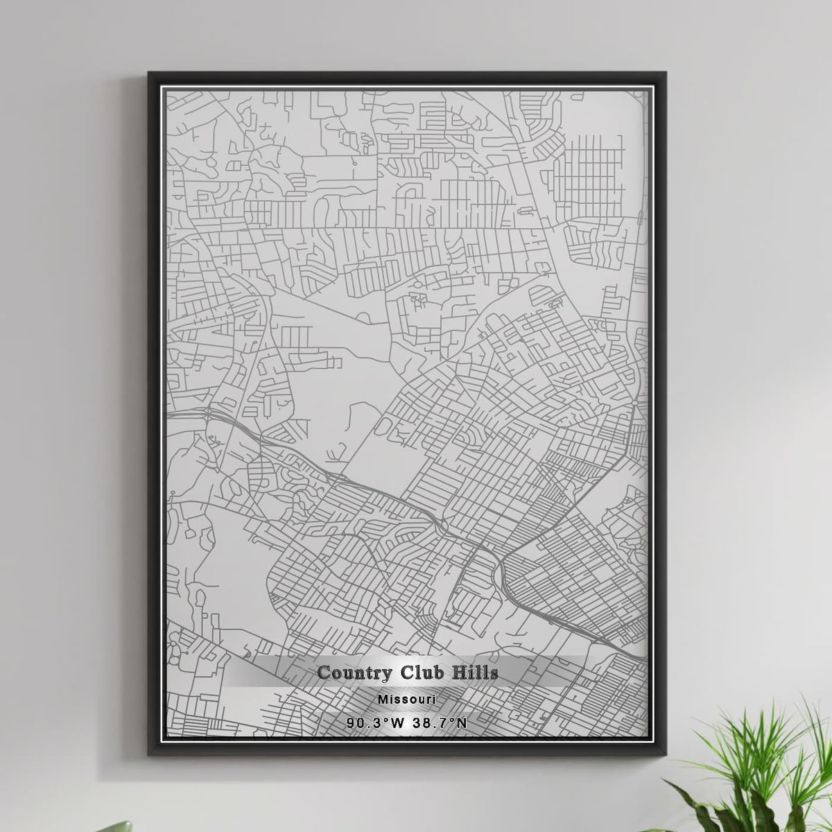 ROAD MAP OF COUNTRY CLUB HILLS, MISSOURI BY MAPBAKES