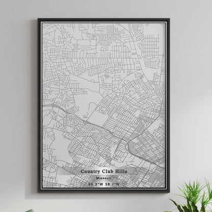 ROAD MAP OF COUNTRY CLUB HILLS, MISSOURI BY MAPBAKES