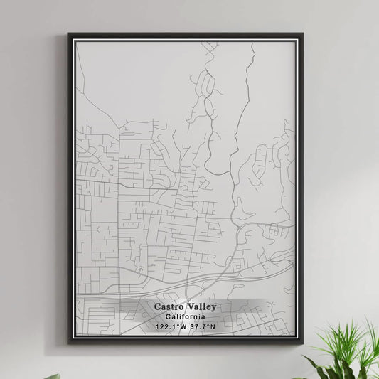 ROAD MAP OF CASTRO VALLEY, CALIFORNIA BY MAPBAKES