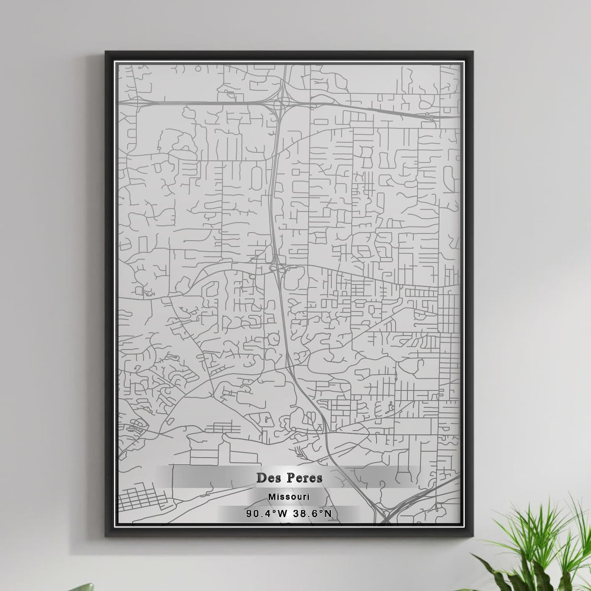 ROAD MAP OF DES PERES, MISSOURI BY MAPBAKES