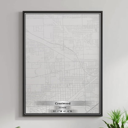 ROAD MAP OF CRESTWOOD, ILLINOIS BY MAPBAKES