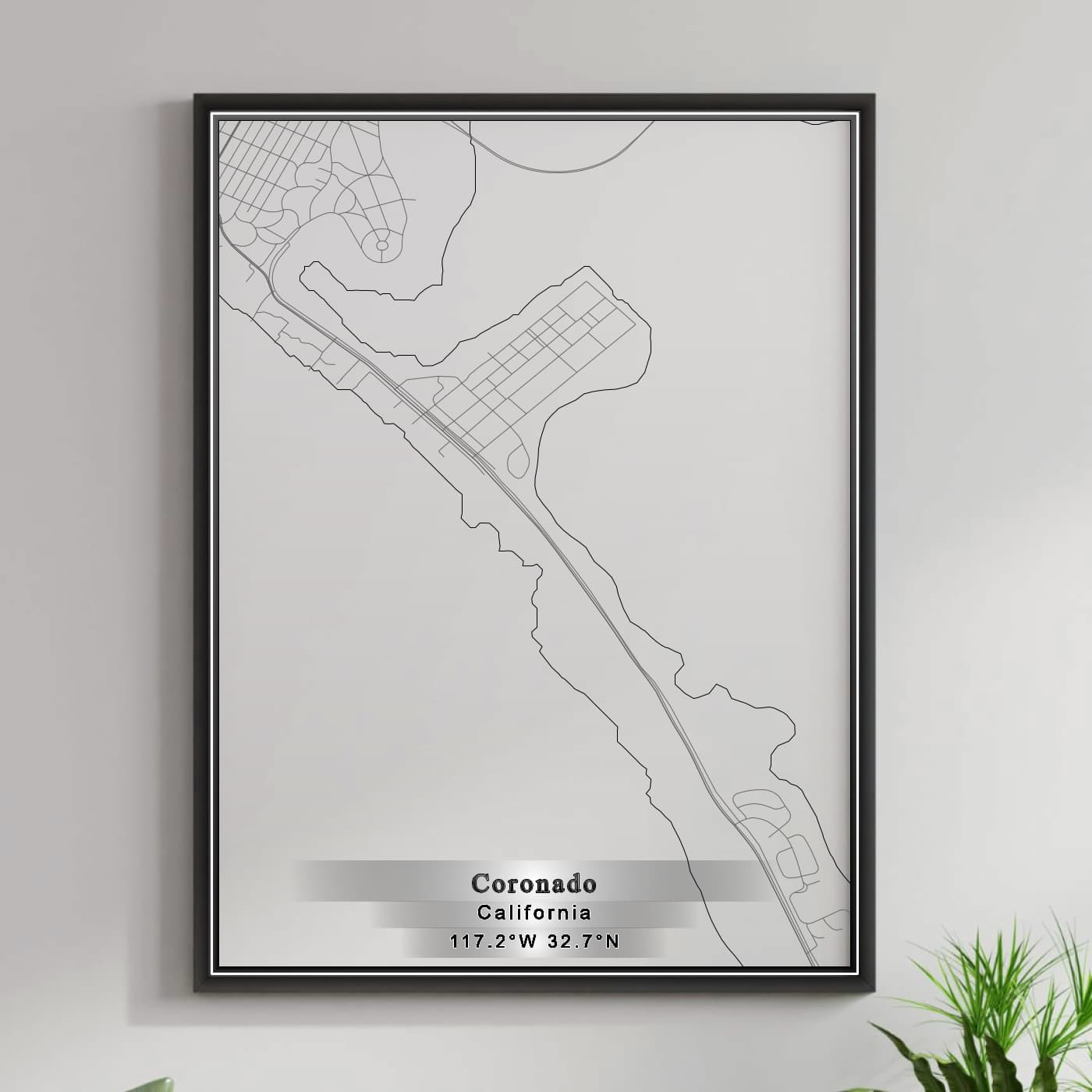 ROAD MAP OF CORONADO, CALIFORNIA BY MAPBAKES