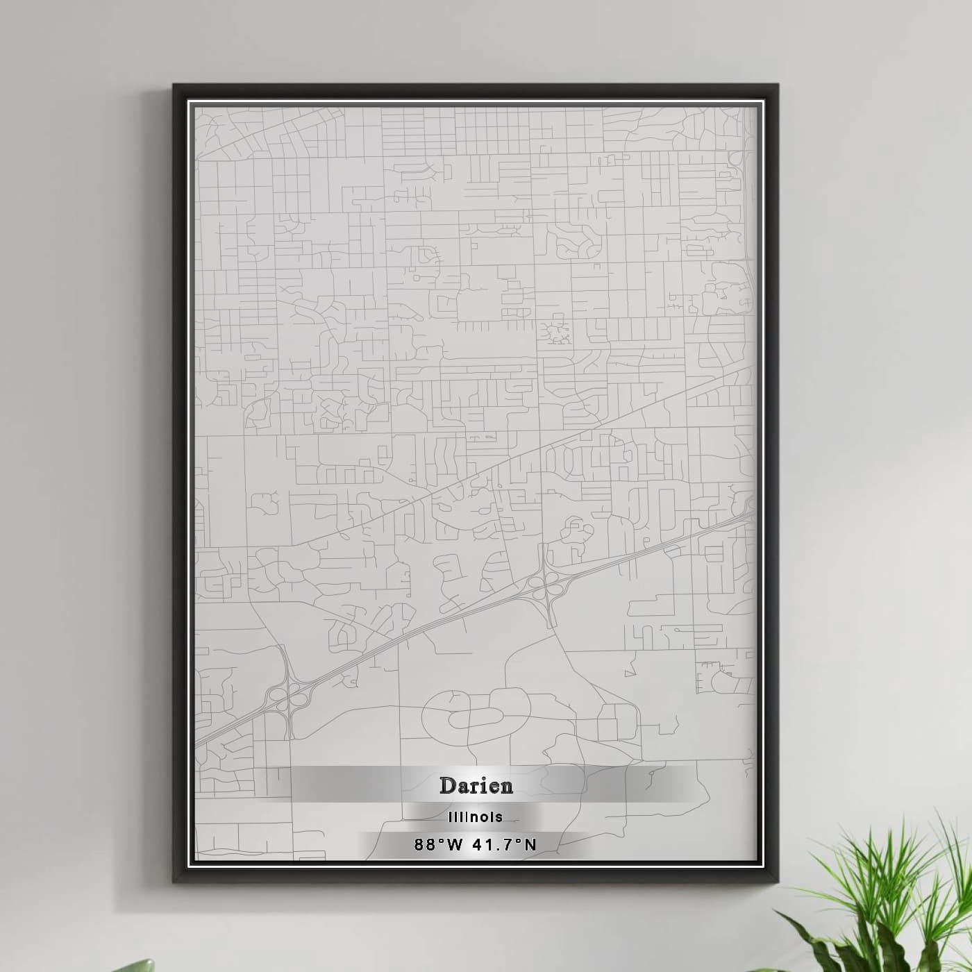 ROAD MAP OF DARIEN, ILLINOIS BY MAPBAKES