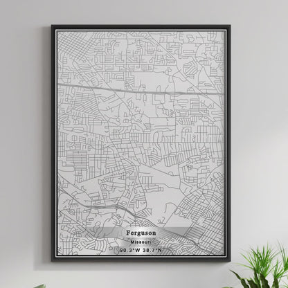 ROAD MAP OF FERGUSON, MISSOURI BY MAPBAKES