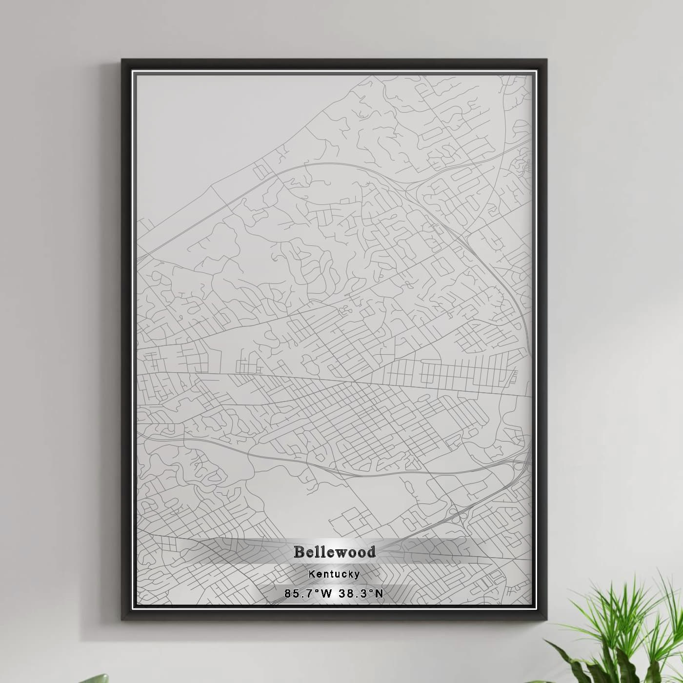 ROAD MAP OF BELLEWOOD, KENTUCKY BY MAPBAKES