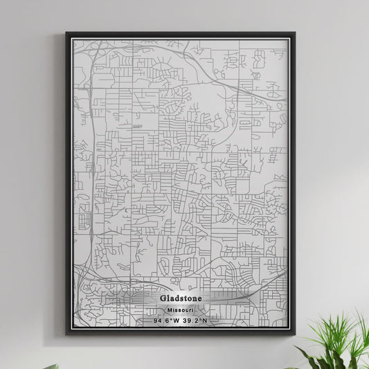 ROAD MAP OF GLADSTONE, MISSOURI BY MAPBAKES