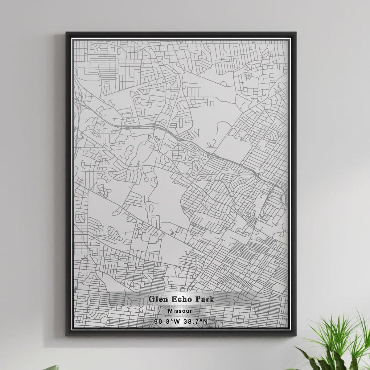 ROAD MAP OF GLEN ECHO PARK, MISSOURI BY MAPBAKES