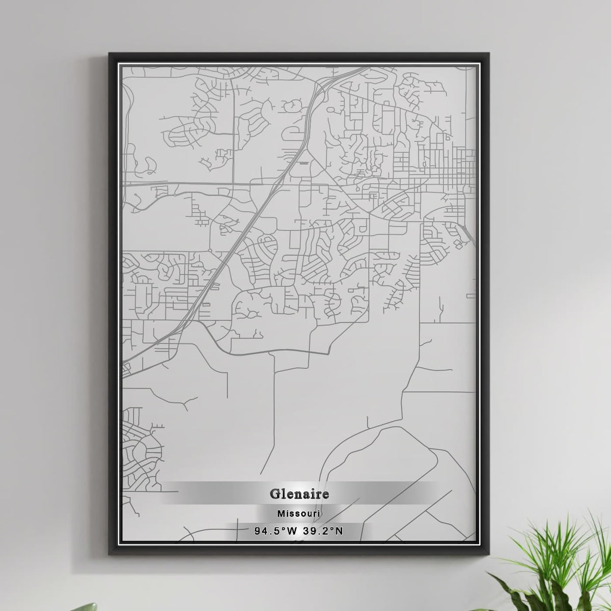 ROAD MAP OF GLENAIRE, MISSOURI BY MAPBAKES