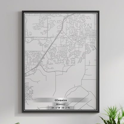 ROAD MAP OF GLENAIRE, MISSOURI BY MAPBAKES