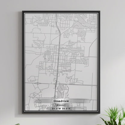 ROAD MAP OF GRANDVIEW, MISSOURI BY MAPBAKES
