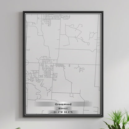 ROAD MAP OF GREENWOOD, MISSOURI BY MAPBAKES
