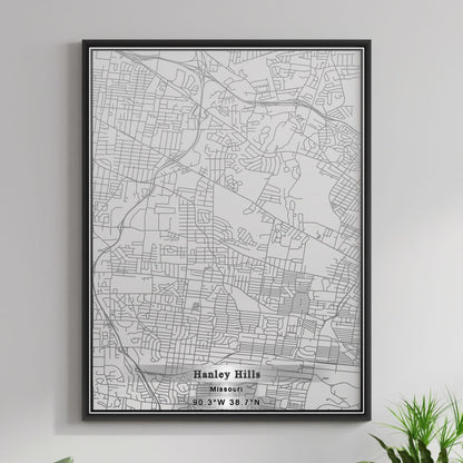 ROAD MAP OF HANLEY HILLS, MISSOURI BY MAPBAKES