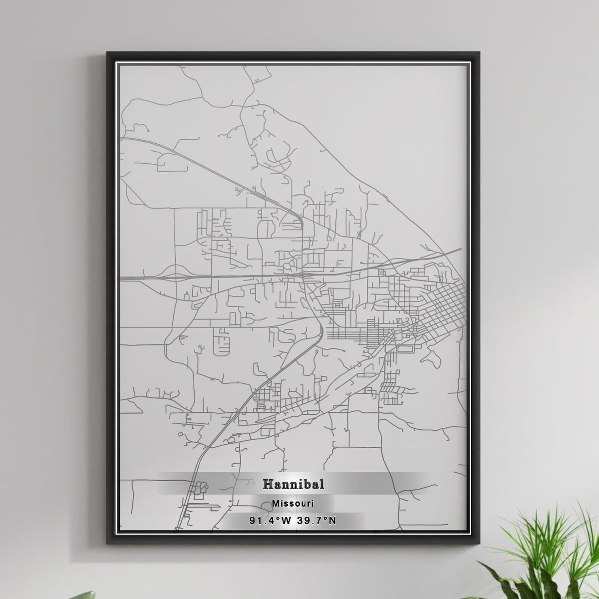 ROAD MAP OF HANNIBAL, MISSOURI BY MAPBAKES