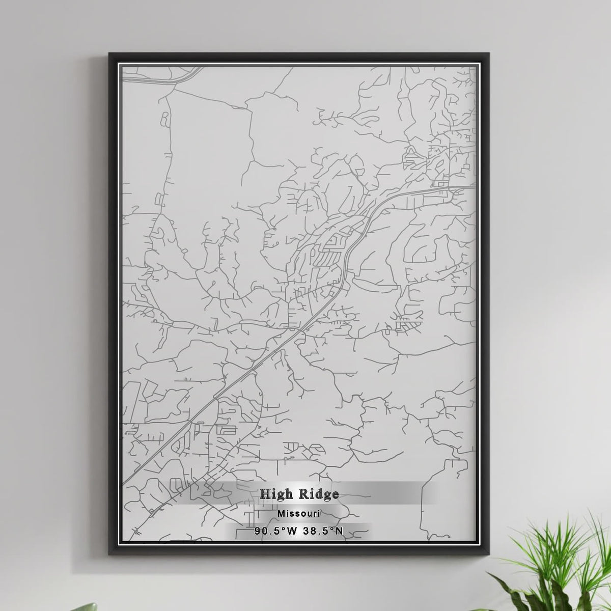 ROAD MAP OF HIGH RIDGE, MISSOURI BY MAPBAKES