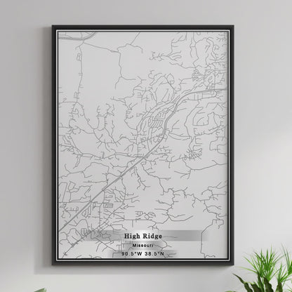 ROAD MAP OF HIGH RIDGE, MISSOURI BY MAPBAKES