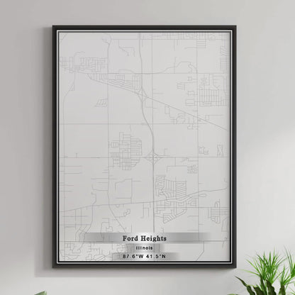 ROAD MAP OF FORD HEIGHTS, ILLINOIS BY MAPBAKES