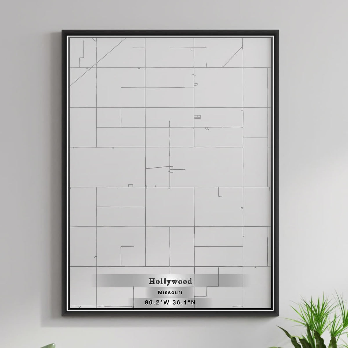 ROAD MAP OF HOLLYWOOD, MISSOURI BY MAPBAKES