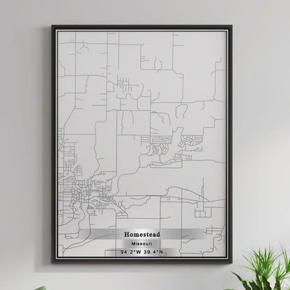 ROAD MAP OF HOMESTEAD, MISSOURI BY MAPBAKES