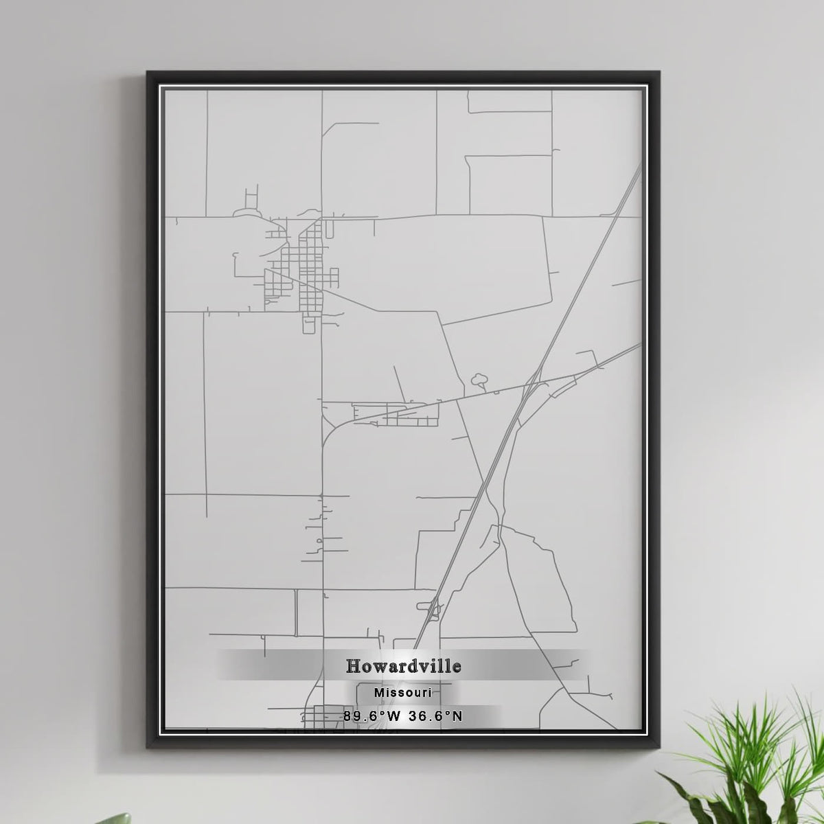 ROAD MAP OF HOWARDVILLE, MISSOURI BY MAPBAKES