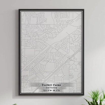 ROAD MAP OF FOOTHILL FARMS, CALIFORNIA BY MAPBAKES