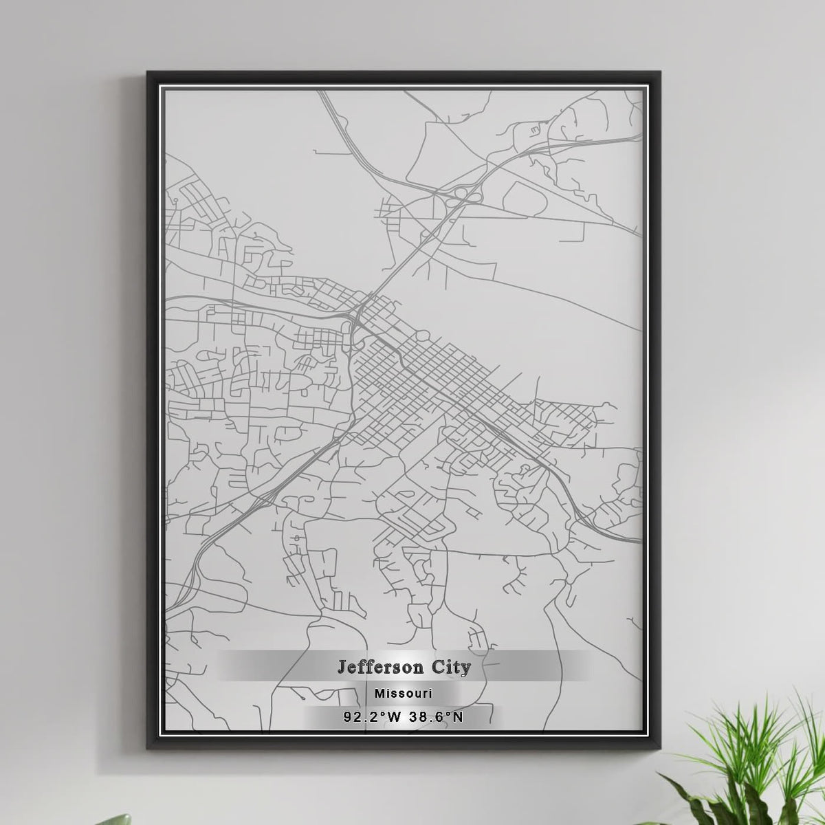 ROAD MAP OF JEFFERSON CITY, MISSOURI BY MAPBAKES