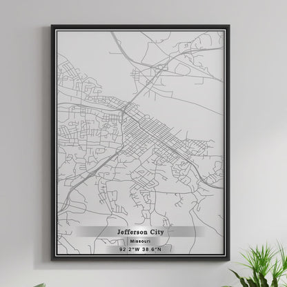 ROAD MAP OF JEFFERSON CITY, MISSOURI BY MAPBAKES
