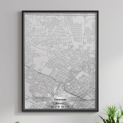 ROAD MAP OF JENNINGS, MISSOURI BY MAPBAKES