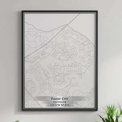 ROAD MAP OF FOSTER CITY, CALIFORNIA BY MAPBAKES