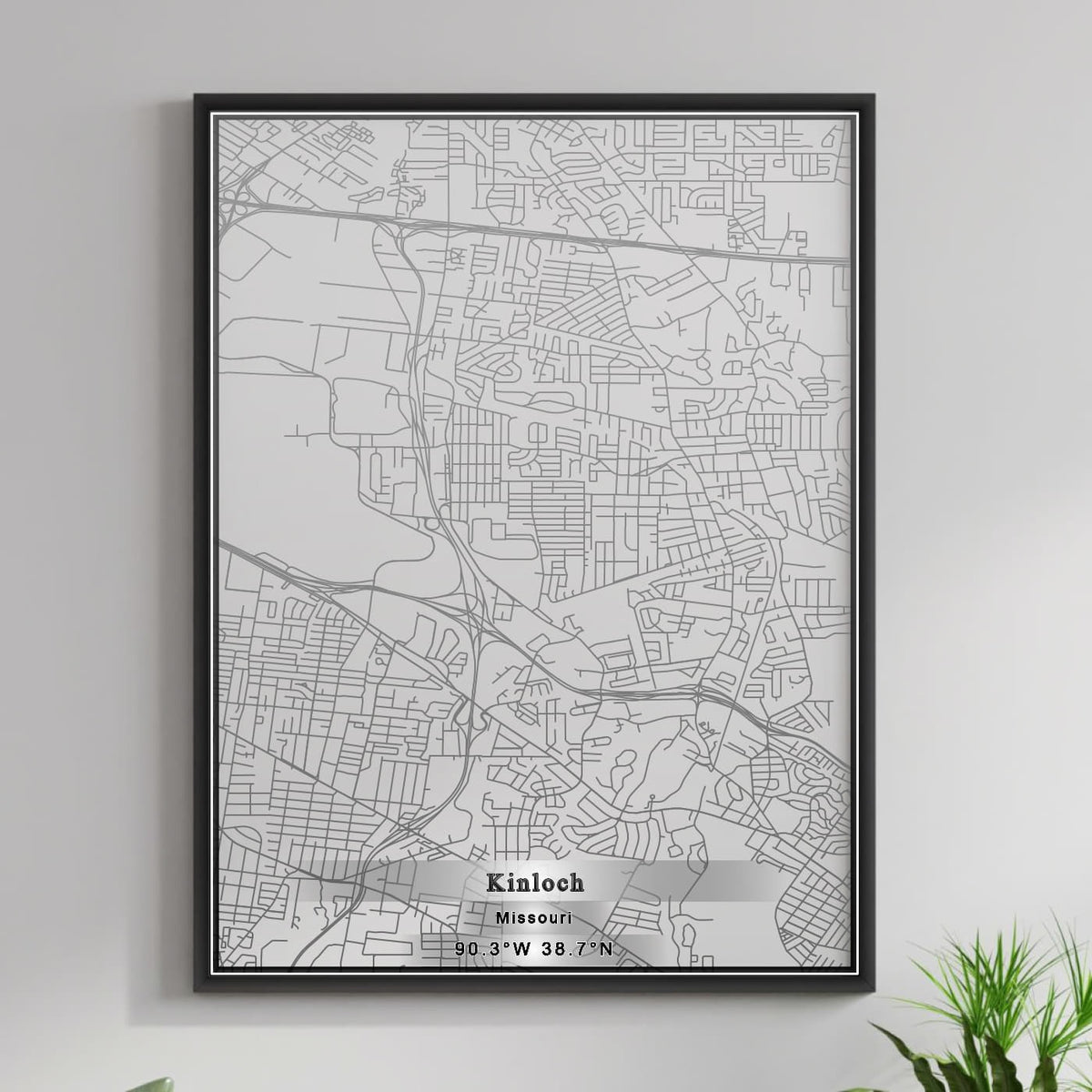 ROAD MAP OF KINLOCH, MISSOURI BY MAPBAKES