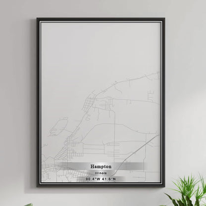 ROAD MAP OF HAMPTON, ILLINOIS BY MAPBAKES