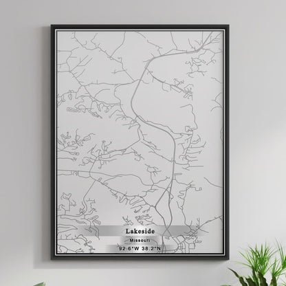 ROAD MAP OF LAKESIDE, MISSOURI BY MAPBAKES