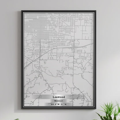 ROAD MAP OF LEAWOOD, MISSOURI BY MAPBAKES