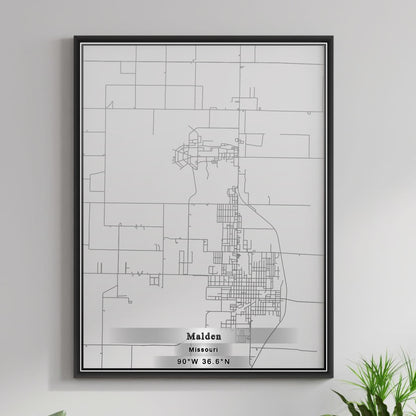 ROAD MAP OF MALDEN, MISSOURI BY MAPBAKES