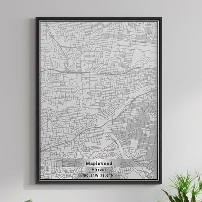 ROAD MAP OF MAPLEWOOD, MISSOURI BY MAPBAKES
