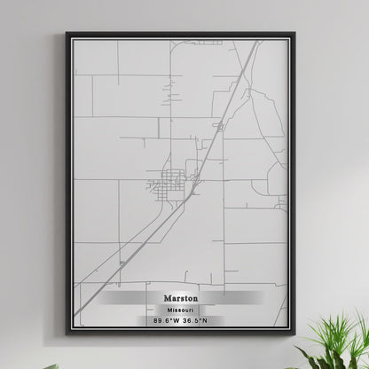 ROAD MAP OF MARSTON, MISSOURI BY MAPBAKES