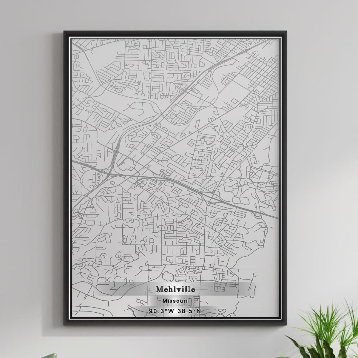 ROAD MAP OF MEHLVILLE, MISSOURI BY MAPBAKES
