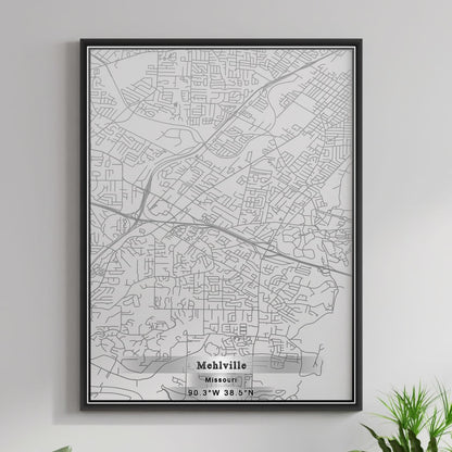 ROAD MAP OF MEHLVILLE, MISSOURI BY MAPBAKES