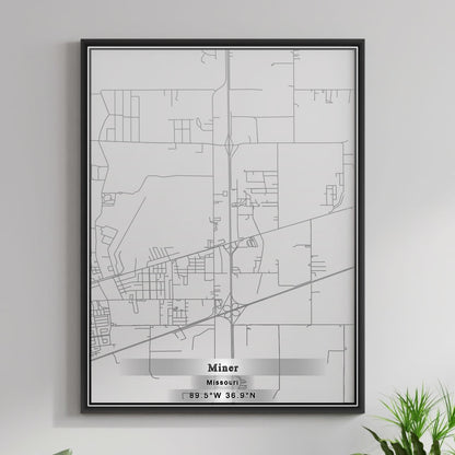 ROAD MAP OF MINER, MISSOURI BY MAPBAKES