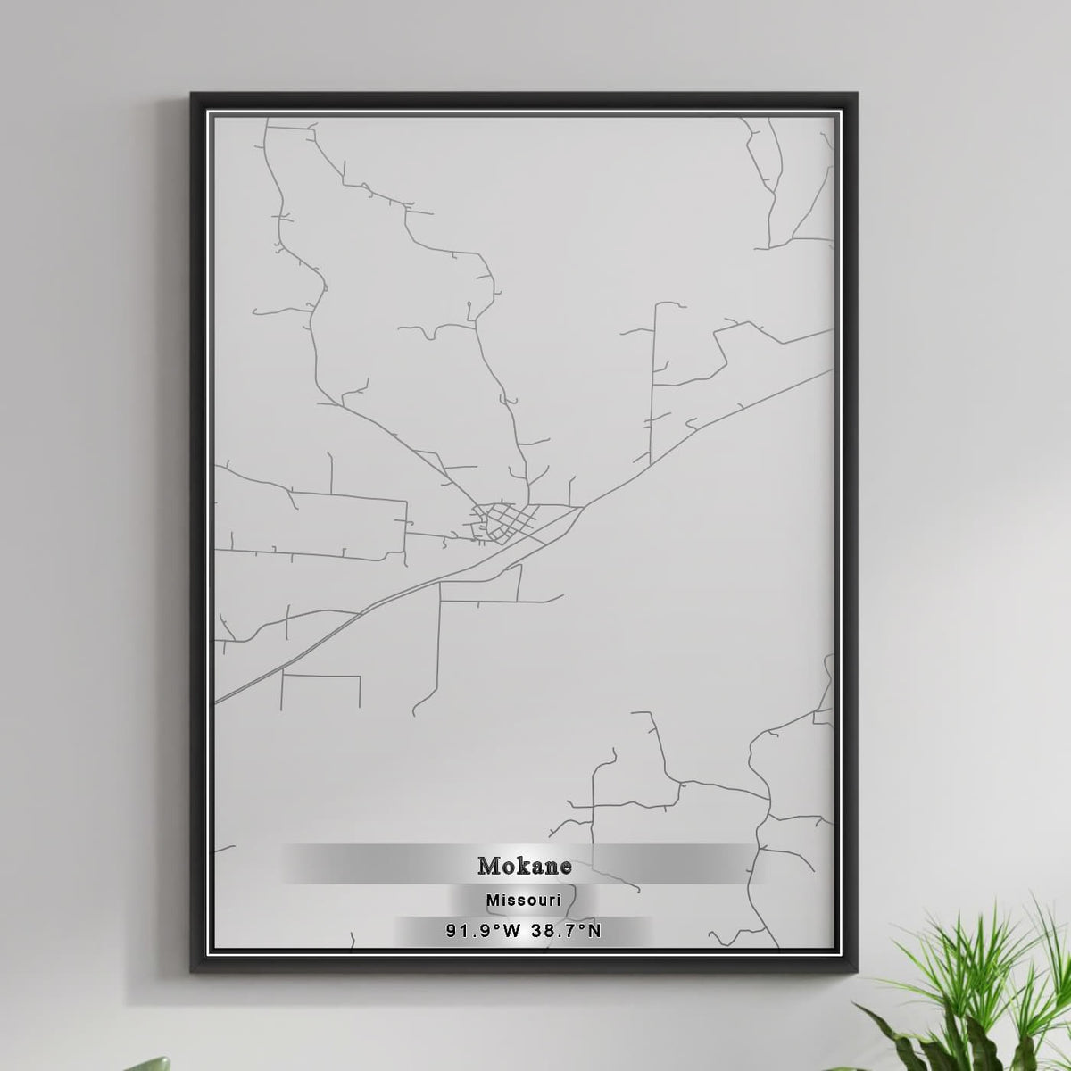 ROAD MAP OF MOKANE, MISSOURI BY MAPBAKES