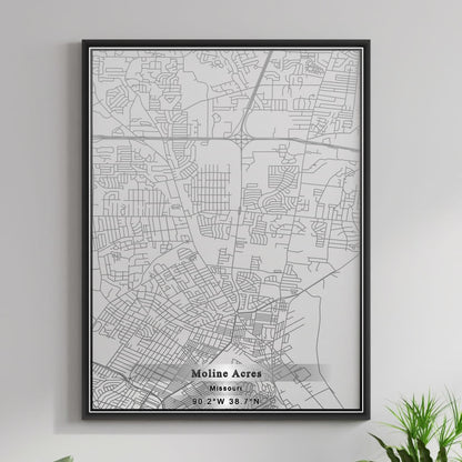ROAD MAP OF MOLINE ACRES, MISSOURI BY MAPBAKES