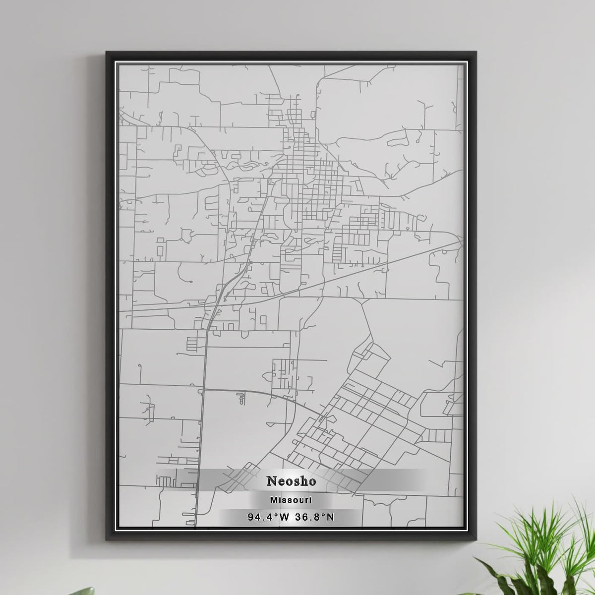 ROAD MAP OF NEOSHO, MISSOURI BY MAPBAKES