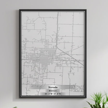 ROAD MAP OF NEVADA, MISSOURI BY MAPBAKES