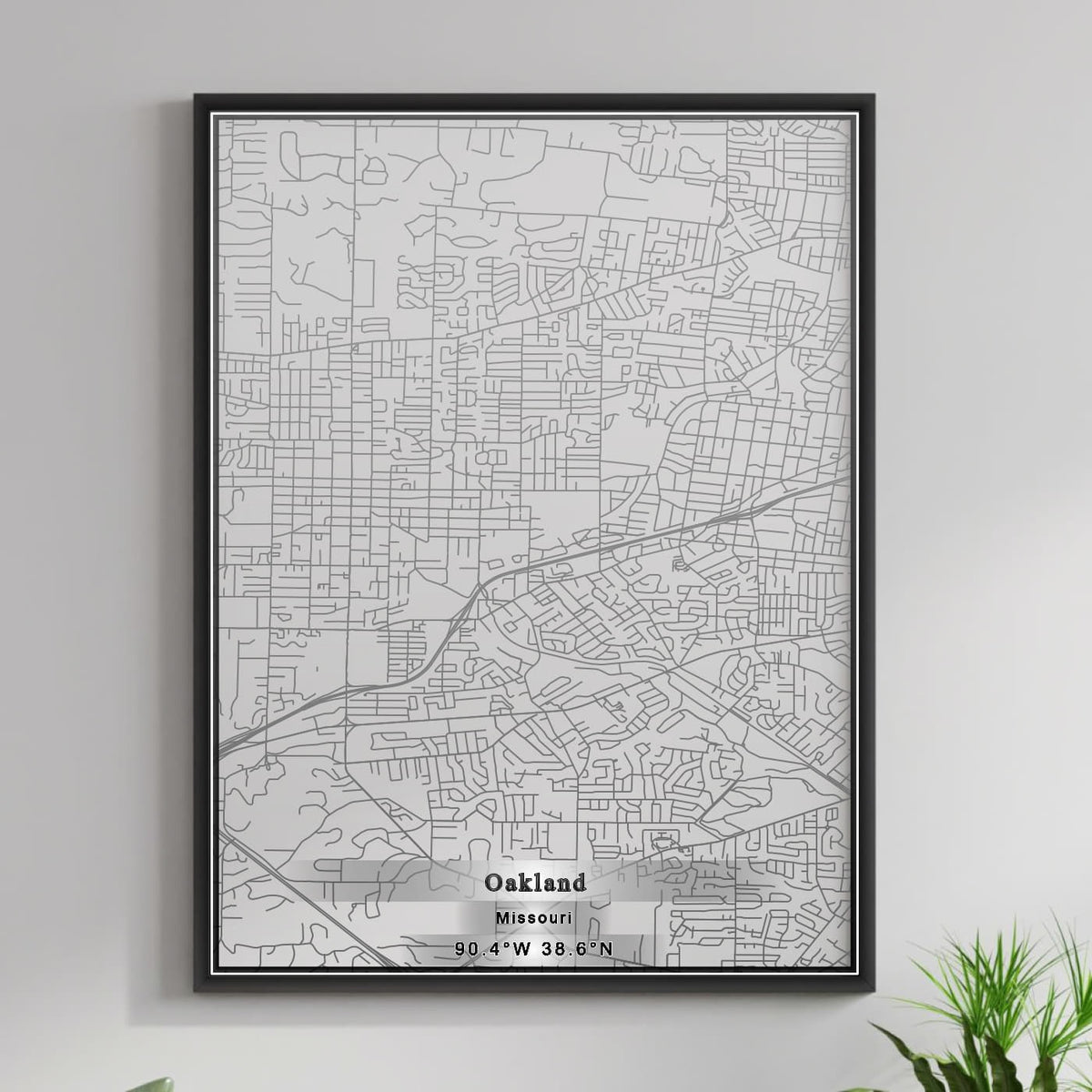 ROAD MAP OF OAKLAND, MISSOURI BY MAPBAKES