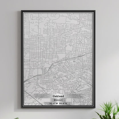 ROAD MAP OF OAKLAND, MISSOURI BY MAPBAKES